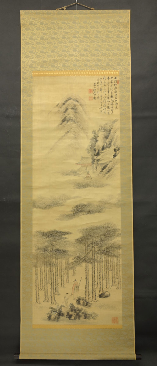 真作】喜聞◇『田能村直入 松林山水図』1幅 古筆 古文書 古書 日本画
