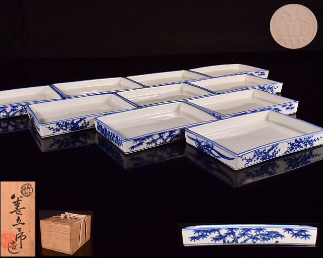 豊富な，SALE 泉美 L560 永楽善五郎作 染付長角四君子 向付 10客 懐石道具 共箱(京焼)｜売買されたオークション情報、yahooの商品情報をアーカイブ公開 - オークファン 京焼