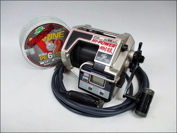 17 104-216565-21 RYOBI リョービ AD電動101 HI-POWER 剛技 船用 電動リール 糸付き 長104