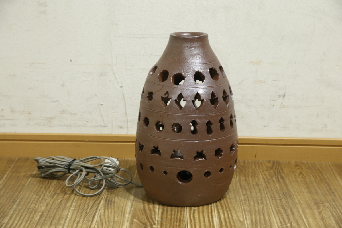 ▼ 榊原貢 備前焼 ライト 照明 置き型 岡山 発 (A-2507j2)_1