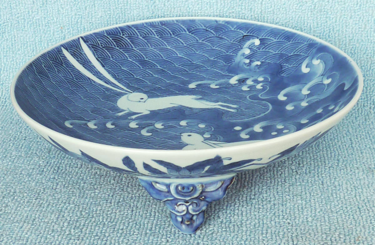 慶應◇明治時代 隅田川焼【百花園】製 著名日本画家絵付 秋草図菓子
