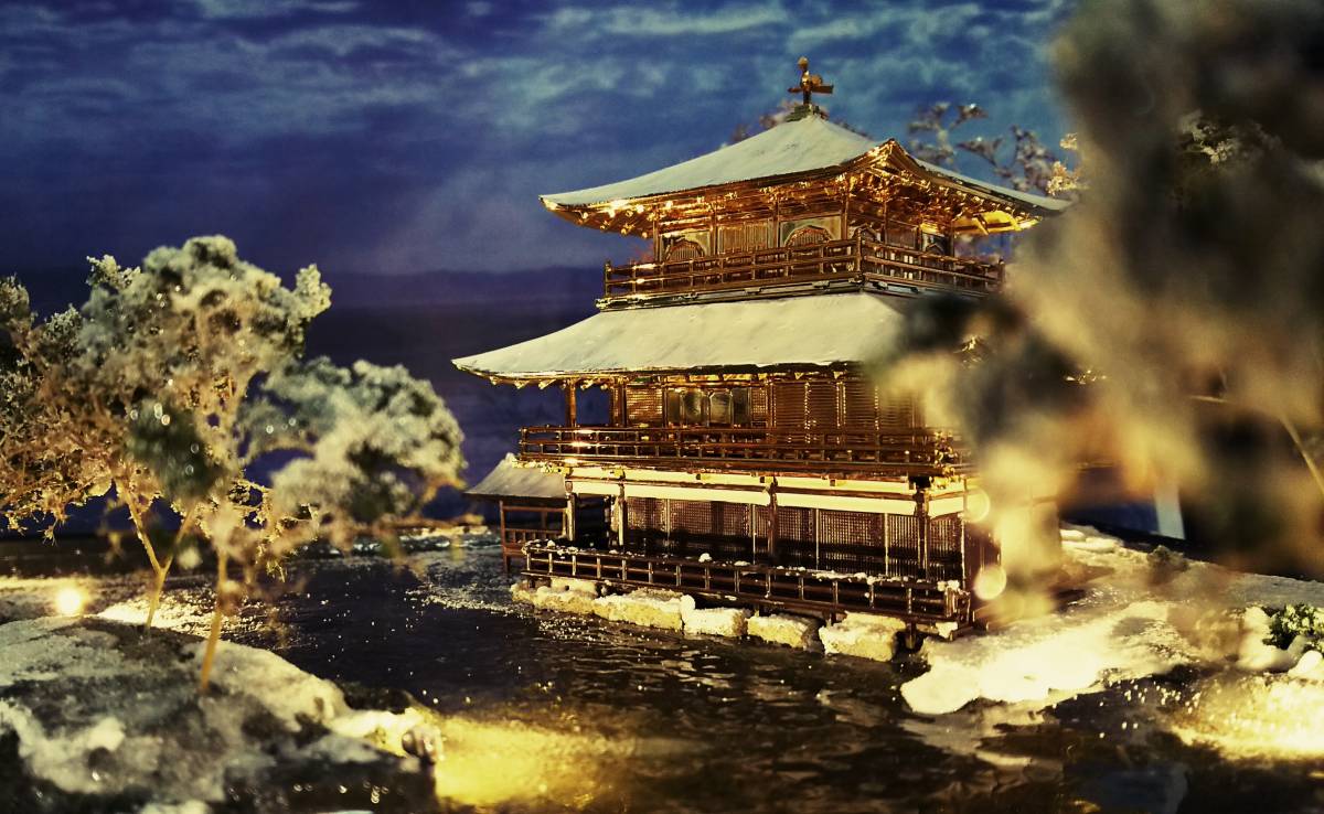 高品質，爆買い ジオラマ-冬景色金閣寺-完成品