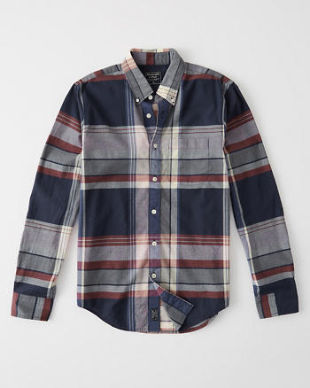 新品 本物保証 A&F アバクロ【Small/Navy Plaid　0737-229】 ボタンダウンチェックシャツ