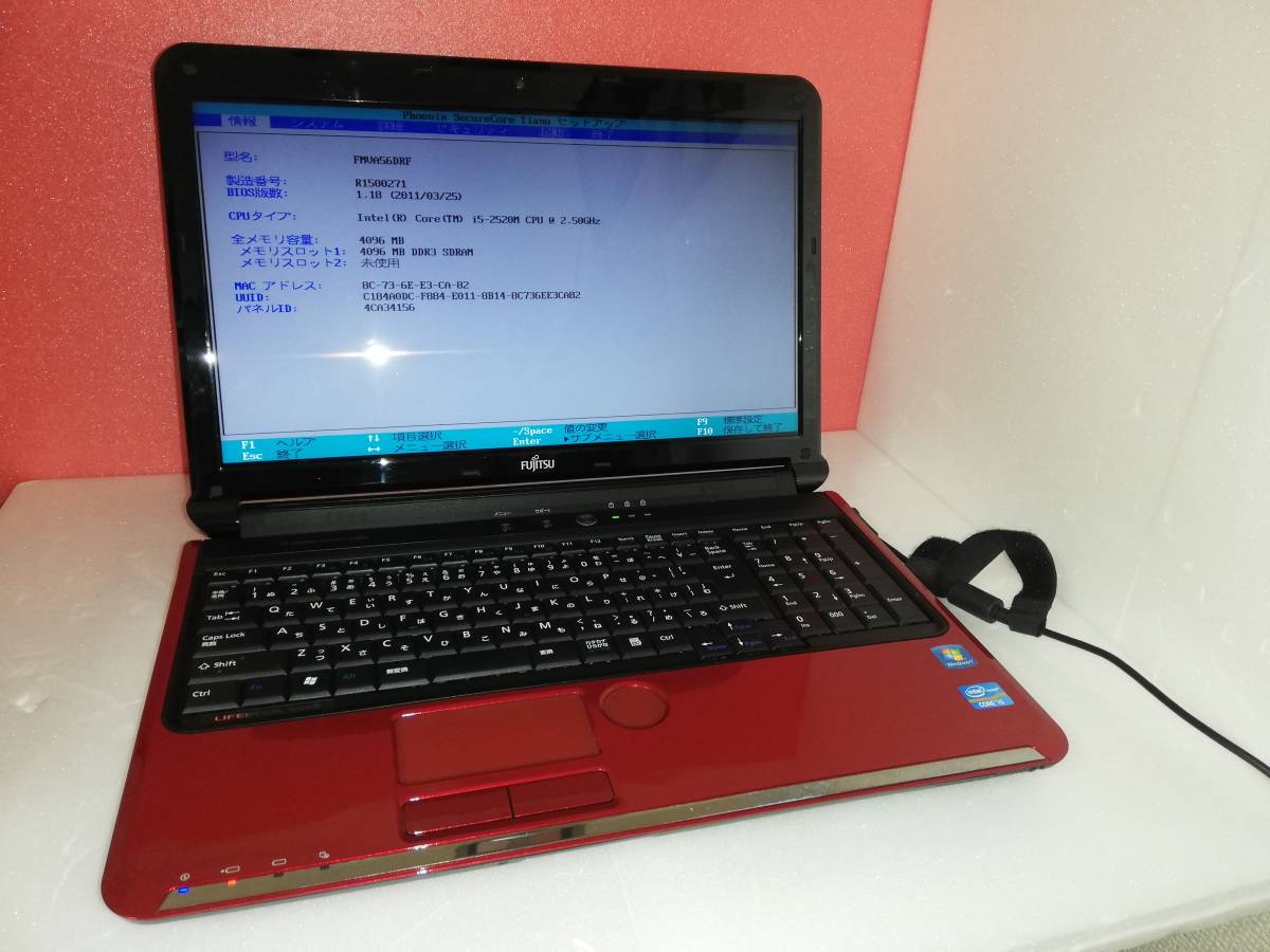 LIFEBOOK AH56/D CI5/4G/0GB HDDマウンター有　BIOS　OK　リカバリディスク6枚（ジャンク 部取）