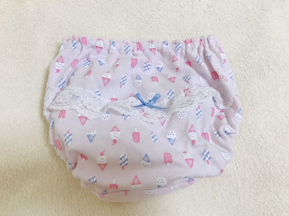 JS 小学生 女の子向け ECO 柔らか アイスクリーム柄 リボン パンツ ショーツ ちびパン たんす整理品 エコ商品 女児ショーツ お尻 ...