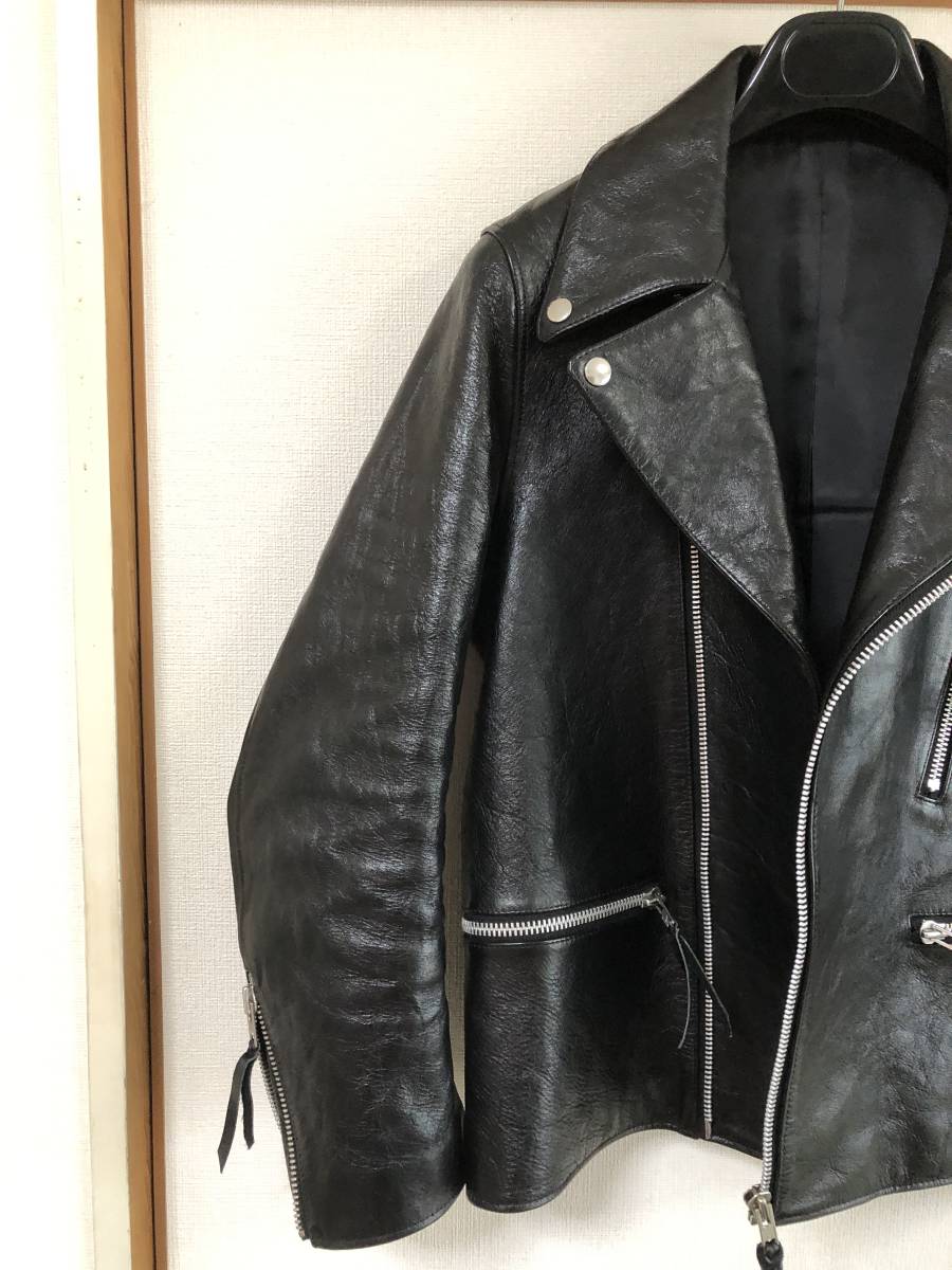 新喜皮革馬革コシネルCo，.製作ダブルライダーズジャケット・黒・M～Lサイズ相当・試着３回・新同品・無傷完品・半値以下３1，０００円即決