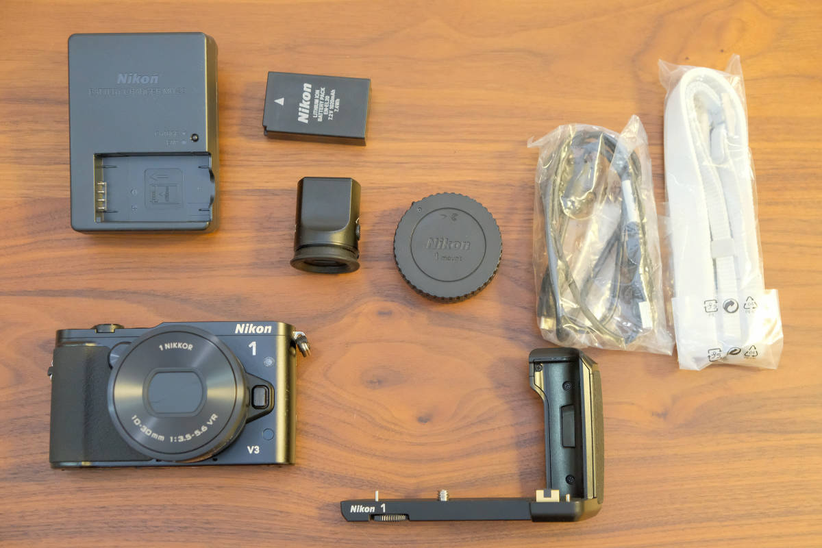動作・返品保証】ニコンNikon 1 V3 プレミアキットEVF グリップ付き