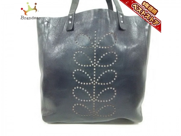 オーラカイリー orla kiely トートバッグ レザー 黒 パンチング バッグ 
