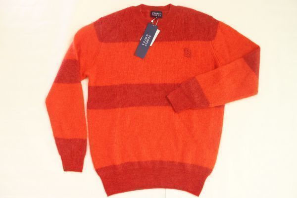 正規★PEARLYGATESパーリーゲイツ モヘア混 片畦ボーダー丸首ふんわりセーター5★L【053-6270107】レッド赤【本物保証】ツアーモデル★完売_2