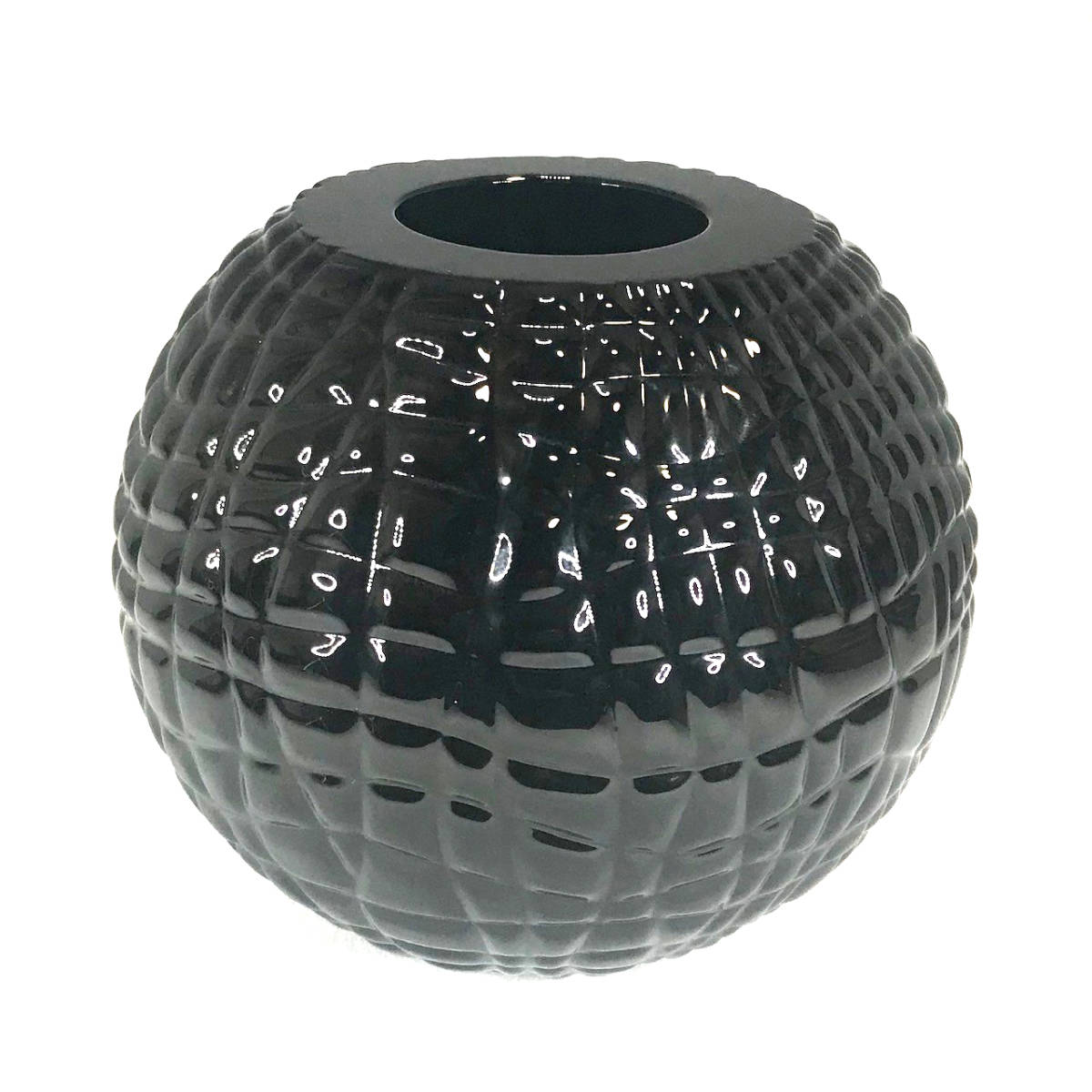 BACCARAT バカラ /※激レア1.2kg クロコ柄花瓶 ブラッククリスタル 美品