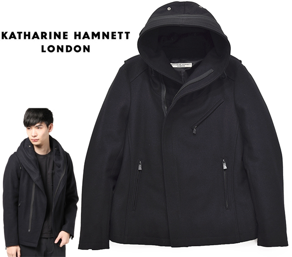  定価38 500円 キャサリンハムネット KATHARINE HAMNETT フーデッドカバーメルトン ライダース 黒/L相当(ジャンパー、ブルゾン)｜売買されたオークション情報、yahooの商品情報をアーカイブ公開 - オ 男性用