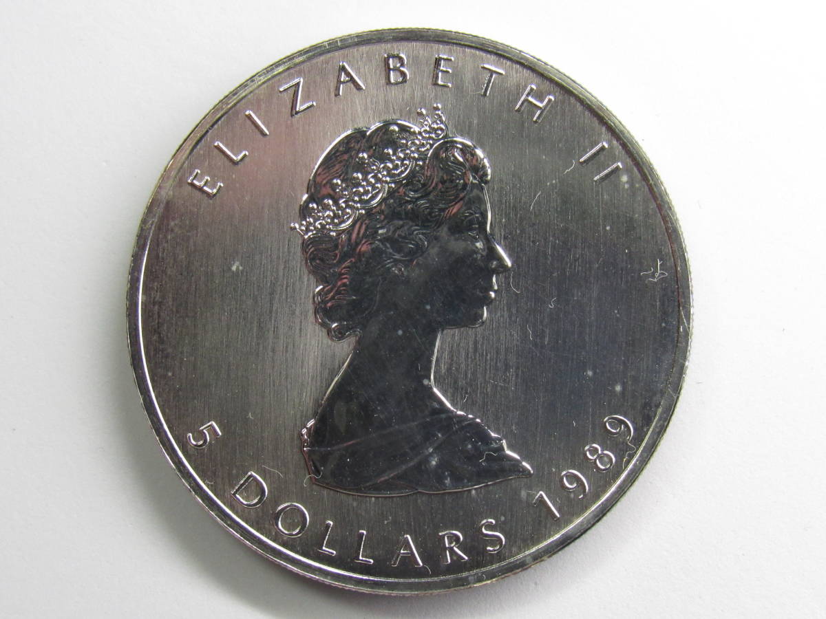 カナダ メイプルリーフ5ドル銀貨 1989年