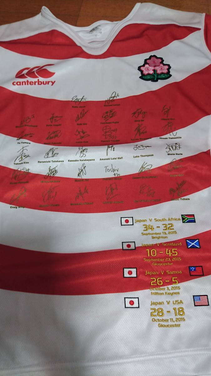 日本代表 ラグビー カンタベリー サイン入り Canterburyラグビー日本代表 2015ワールドカップMサイズ 記念ユニフォーム 刺繍 W杯 2015年 Canterbury 2011年ラグビー 公式証明書付き SALE 15人制男女ラグビー日本代表が7月から着用する新デザイン ～10月25日（金