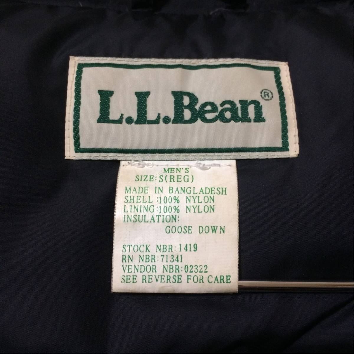 数少ない黒&メンズS!! L.L.Bean 90s グース ダウン ベスト 一体型収納 