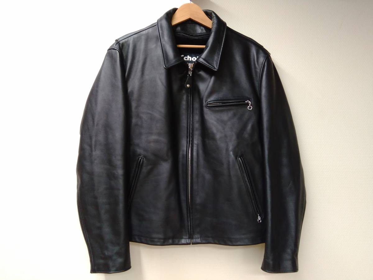 Schott 本革 レザー 46 シングル ライダース ジャケット ショット 