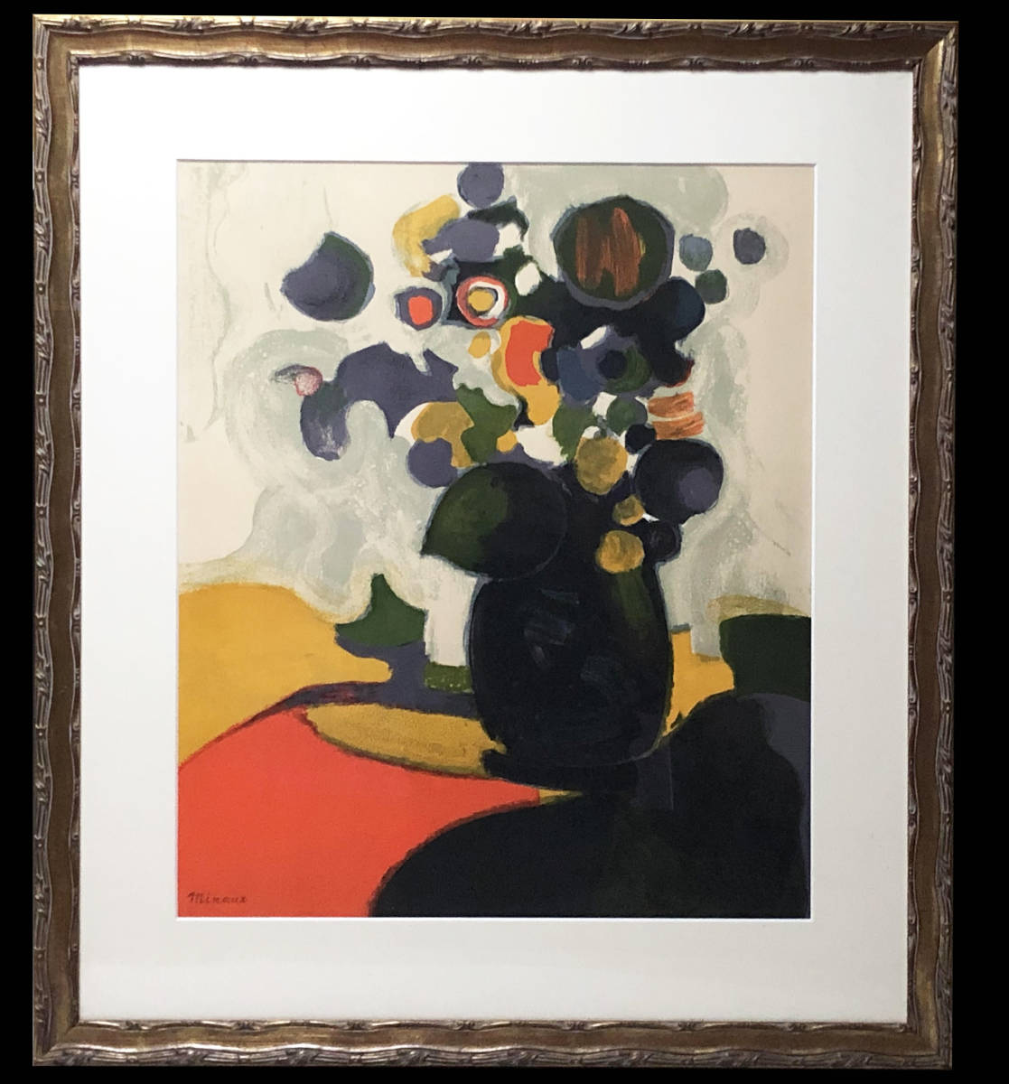ANDRE MINAUX / アンドレ・ミノー 花のある静物画 リトグラフ フランス