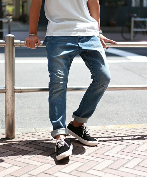 【最新作，HOT】 Gramicci &times; And A 別注 デニムスキニーパンツ M MESIUM グラミチ アンドエー ストレッチ サルエル コラボ ジーンズ GMP-14F119(男性用)｜売買されたオークション情報、yahooの商品情報をアーカイブ 男性用