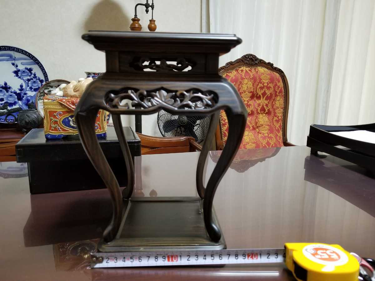 【高級花梨材】天然木 無垢 火鉢 台座つき 希少品 花梨 | 漆仕上げ 巾44cm 巻き足花台 花台: ⁄ 唐木家具OSAKA no.8850