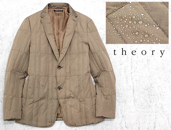 美品 セオリー Theory 軽量撥水 ダウンテーラードジャケット カーキ色 