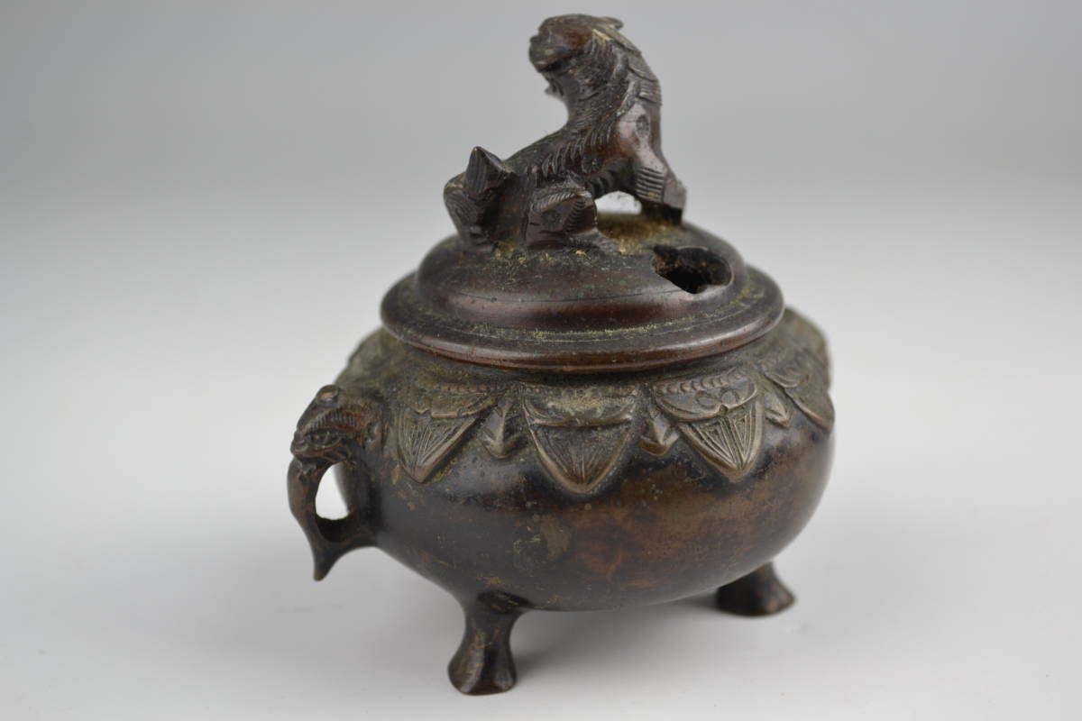蓮華獅子香炉 茶道具 香道具 工芸品 美術品 置物 工芸品 蓮華獅子香炉