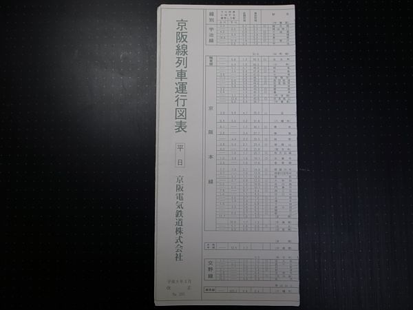 T34 京阪線列車運行図表□平日 平成9年3月改正NO.391