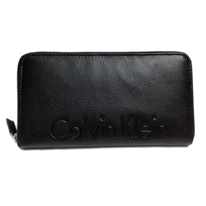 CK   長財布 ブラック カルバンクライン 財布 ラウンドファスナー 長財布 ブラック ロゴ型