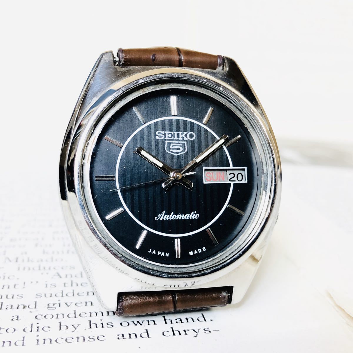 SEIKO 5 セイコー 5 ビンテージ 腕時計 ブラック 黒 自動巻 デイデイト