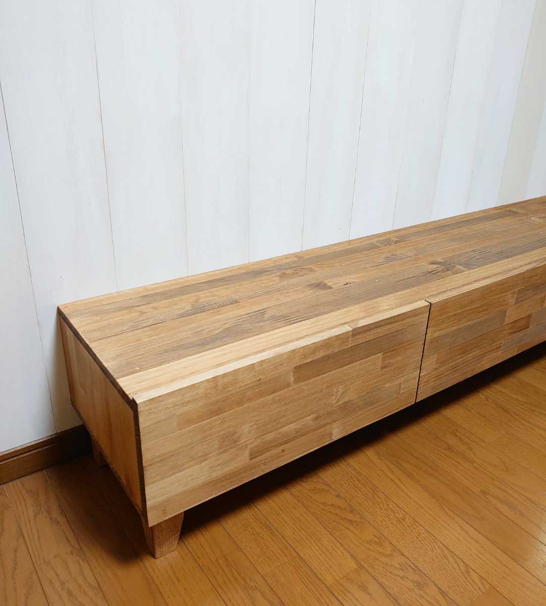 □TVボード 1800*370*h350 パイン無垢集成材 / テレビ台 ローボード