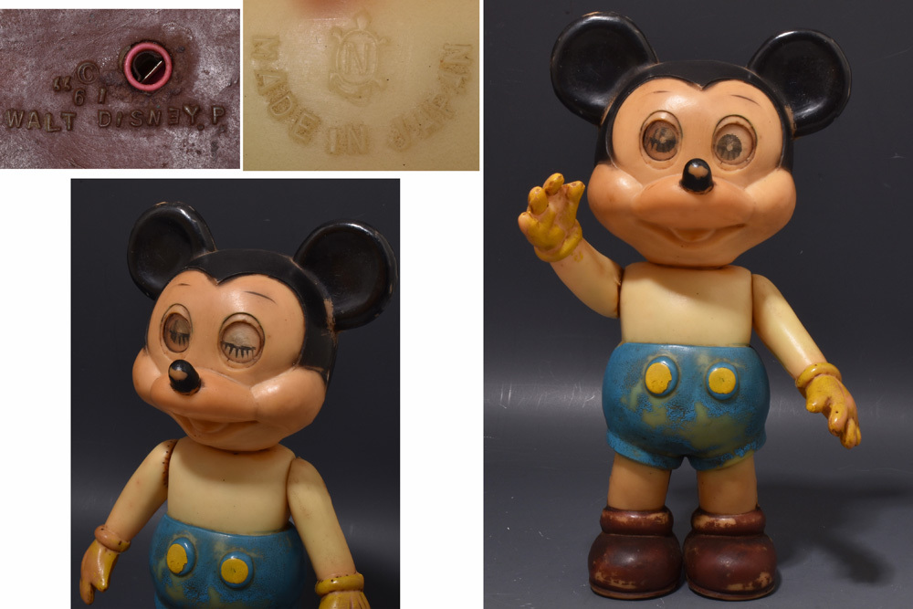 ミッキーマウス ソフビ人形約19cmレア物レトロ 1154 ミッキーマウス 人形 アンティーク 19cm 日本製 WALT DISNEY.P