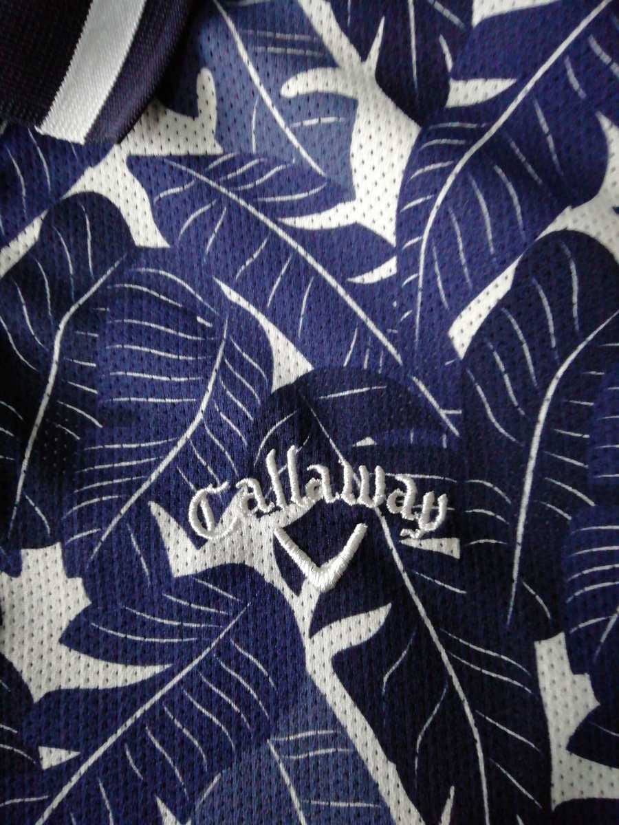 キャロウェイ 半袖 Callaway 半袖ポロシャツ ポロシャツ M ボタニカル 総柄 春夏☆ CALLAWAY ゴルフ 美品Callaway - 美品 スリムフィット ブラック系