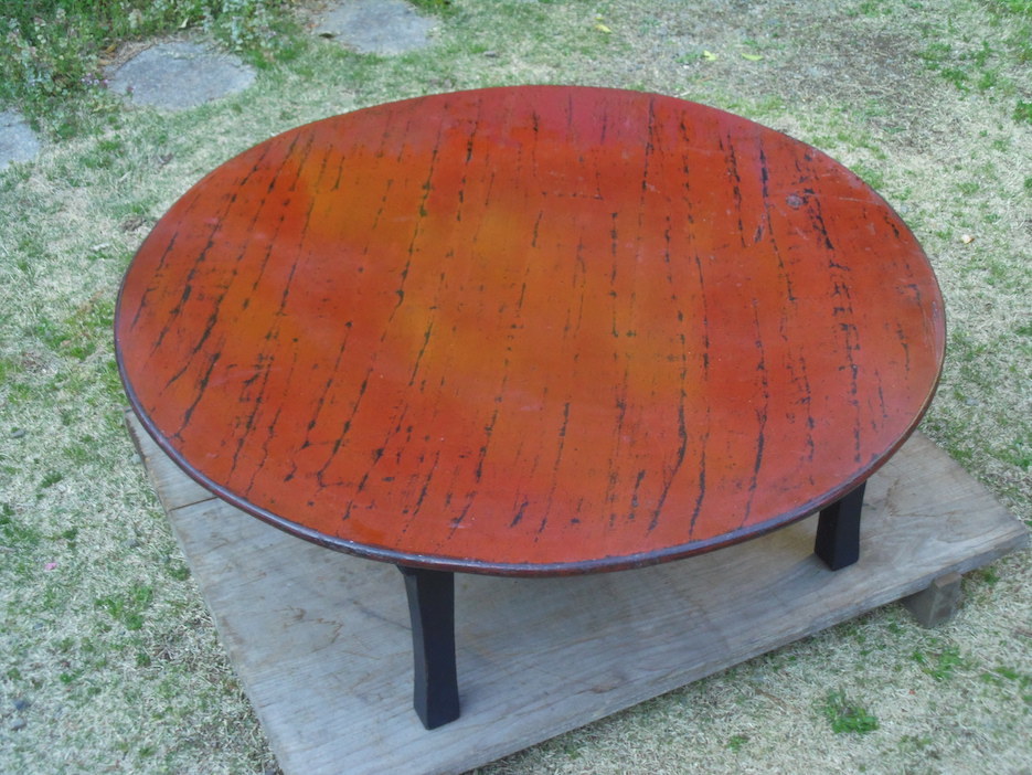 定番，正規品 □即決□サイズ大きめ 直径約87.5cm 木製 折りたたみ式 角