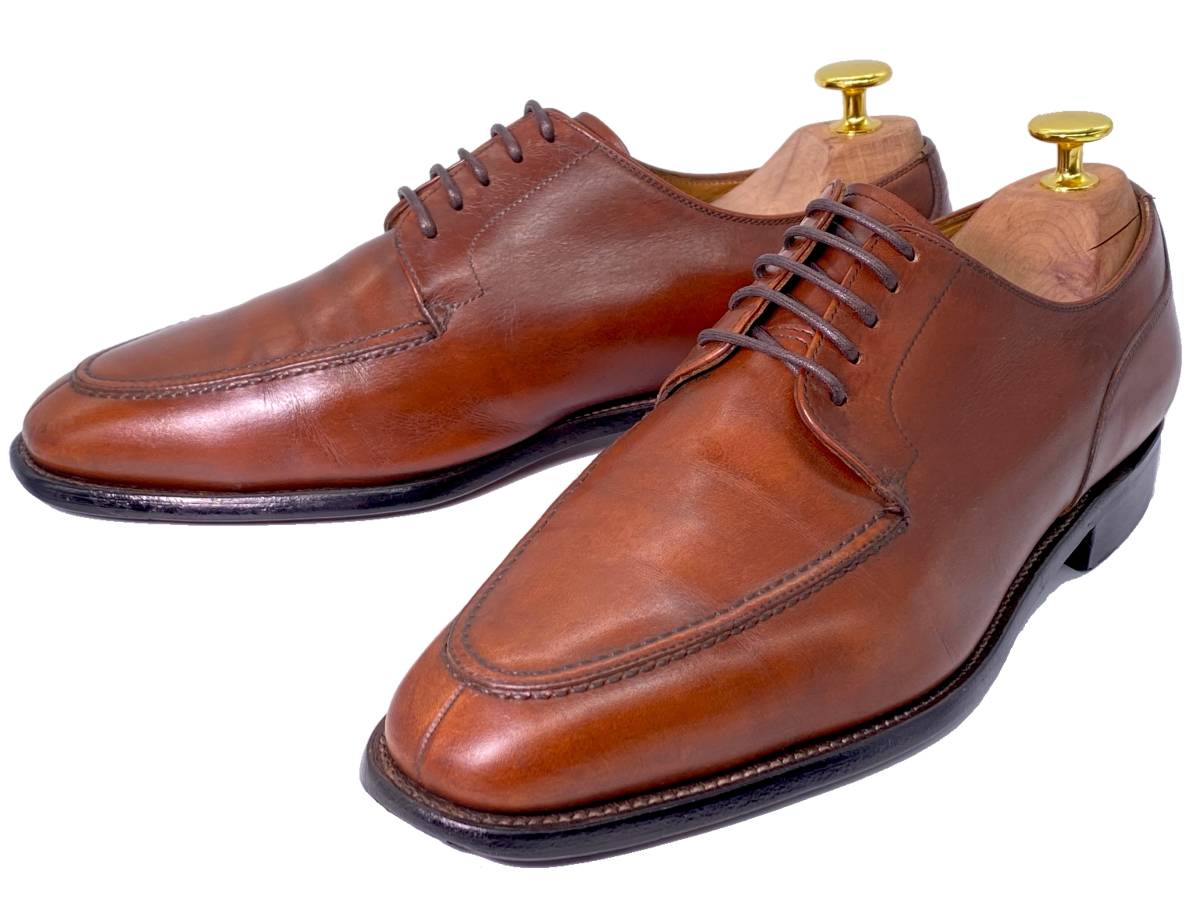 【即決】SCOTCH GRAIN スコッチグレイン 24.5cm メンズ Uチップ ブラウン 本革 ビジネスシューズ レースアップ レザー 外羽根 F-7739