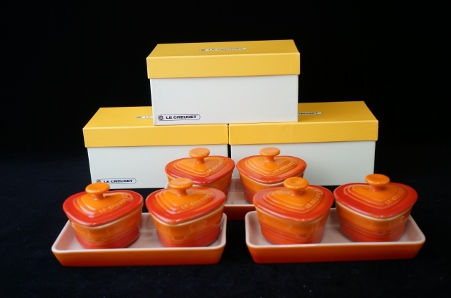 【未使用 美品】ルクルーゼ プチラムカンダムールセット 6点 セット ハート ココット S12588B4