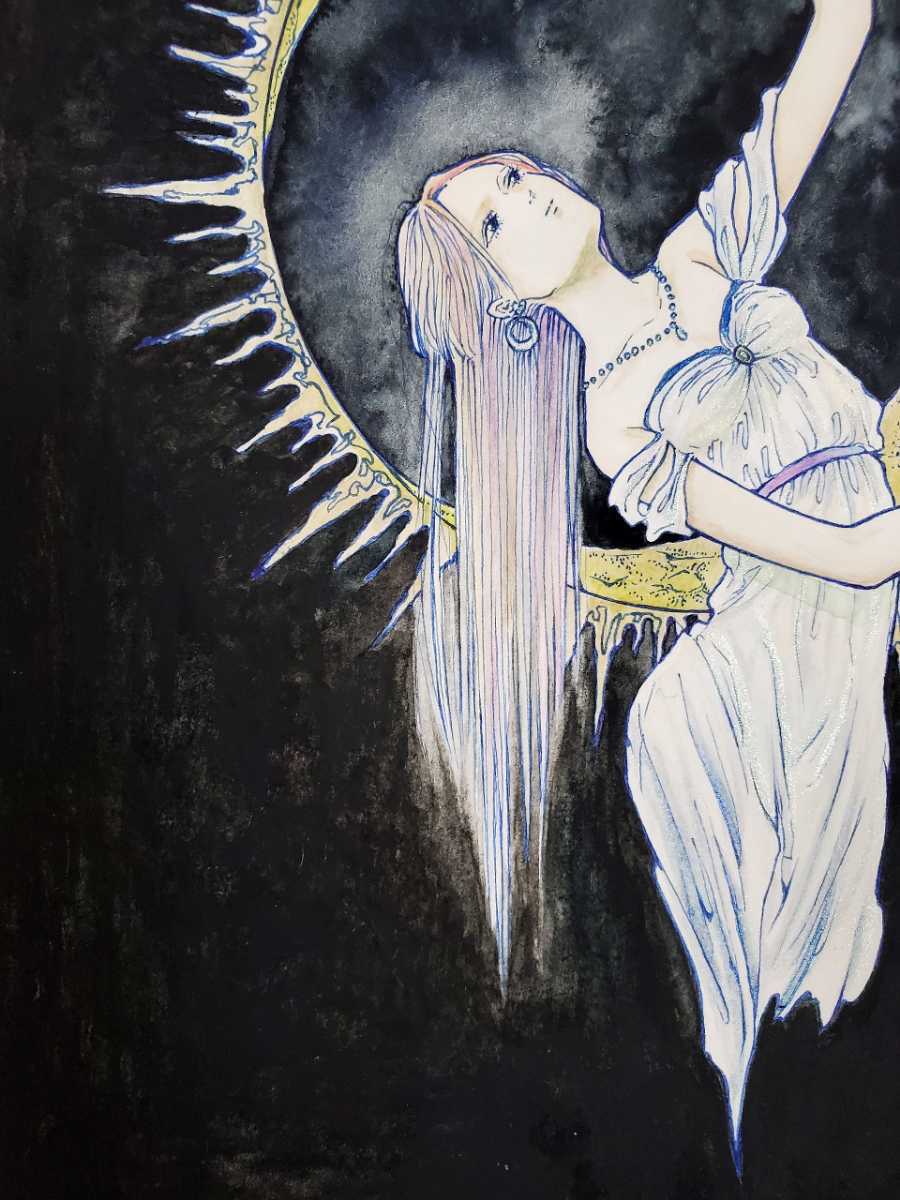手描きイラスト 原画 オリジナル 創作 「朝の光を浴びながら」 大色紙