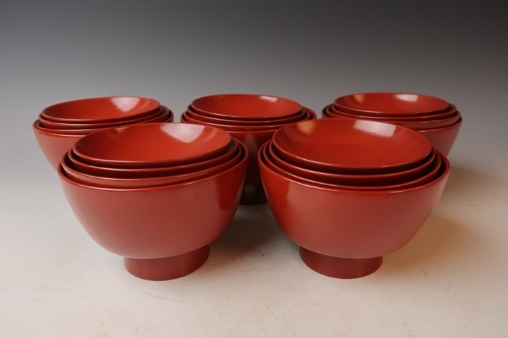 輪島塗 御吸物椀×5客】布着本堅地 若竹蒔絵 寺西松太作 未使用品 寺西