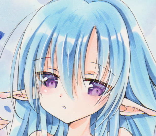 同人手描きイラスト色紙 オリジナル 『花園のエルフさん』｜手描きイラスト 