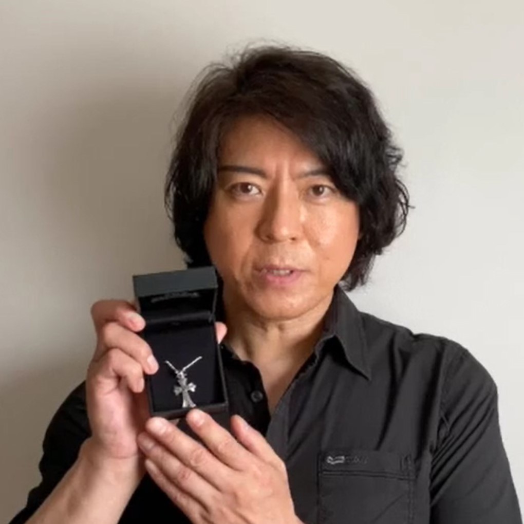 上川隆也 連続ドラマ「エンジェル・ハート」冴羽リョウ役衣装 シルバーネックレス サイン入り外箱付き_1