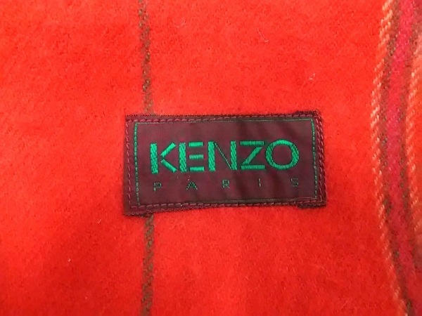 ケンゾー KENZO ウール レッド×ダークグリーン×イエロー ストライプ 美