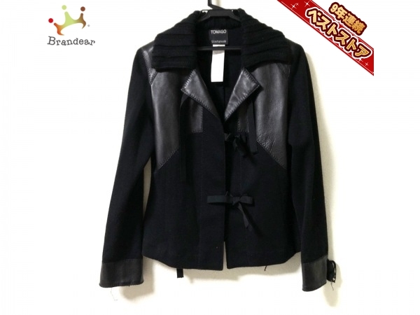 トマソステファネリ Tomaso Stefanelli ブルゾン サイズ42 L 黒 レディース 冬物/レザー/ニット 美品 ジャケット