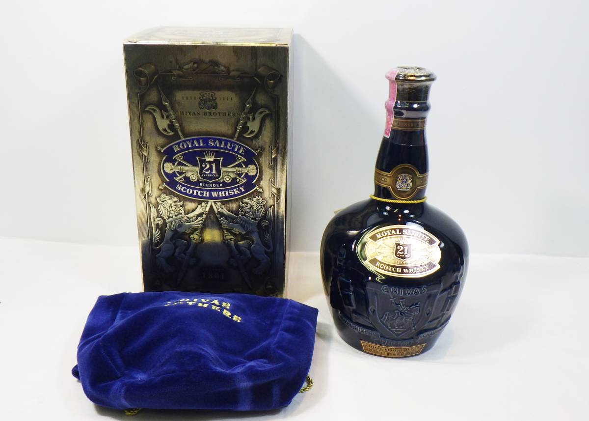 21年 陶器ボトル ロイヤルサルート 青 SALUTE 700ml ROYAL ウイスキー 