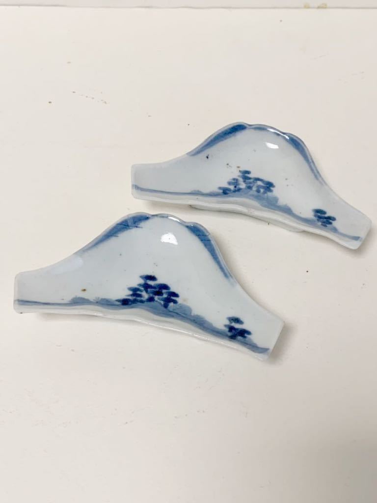 直売ショッピング 珍品意匠です！江戸中期 古伊万里 藍九谷 富士山型の