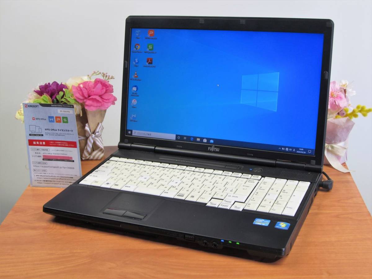 ♪Core i5ノートPCがこのお値段！★無線LAN★15.6インチ Core i5-3320M 4GB/250GB★Windows10★キー変色★富士通 A572/E No.04 [k70]