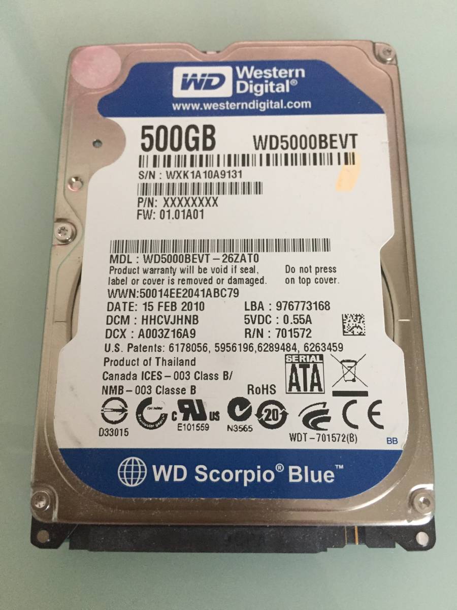 ●即決！WD 2.5 SATA 500GB 　管：c06_1