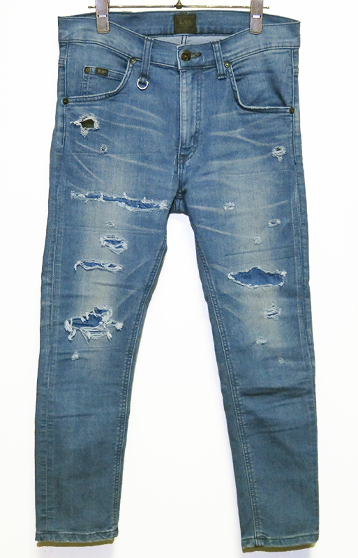 ナノユニバース Lee別注 COOLMAXクラッシュスキニーデニムパンツ S 