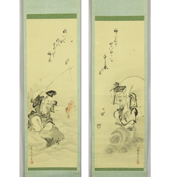 複製⁄吉川霊華⁄伊勢物語⁄桐箱二重箱付⁄工芸⁄布袋屋掛軸HE-