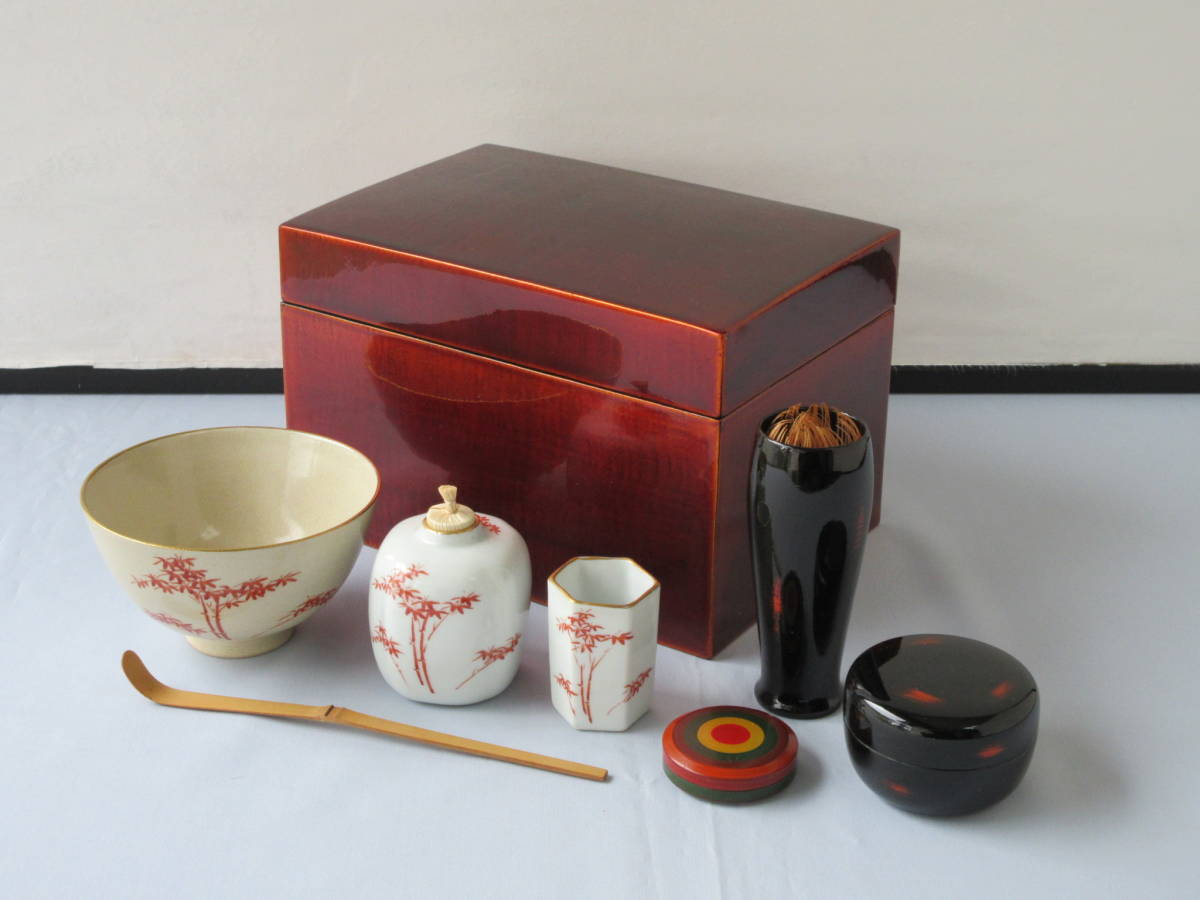 三点セット 塗 茶器⁄茶道具 茶道具 茶箱 茶箱用三点セット⁄茶箱道具 茶