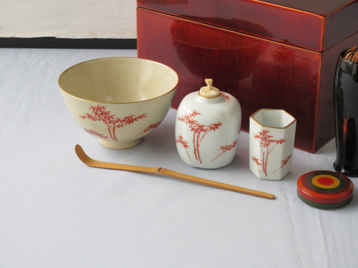 三点セット 塗 茶器⁄茶道具 茶道具 茶箱 茶箱用三点セット⁄茶箱道具 茶