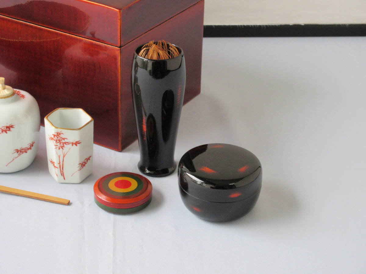 三点セット 塗 茶器⁄茶道具 茶道具 茶箱 茶箱用三点セット⁄茶箱道具 茶