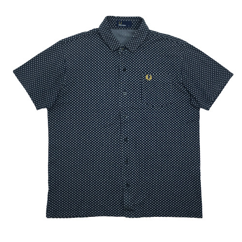 激レア　美品　フレッドペリー ドット柄　水玉　半袖シャツ ポリエステル FRED PERRY フレッドペリー ドット ジャガード ナローカラー半袖シャツ