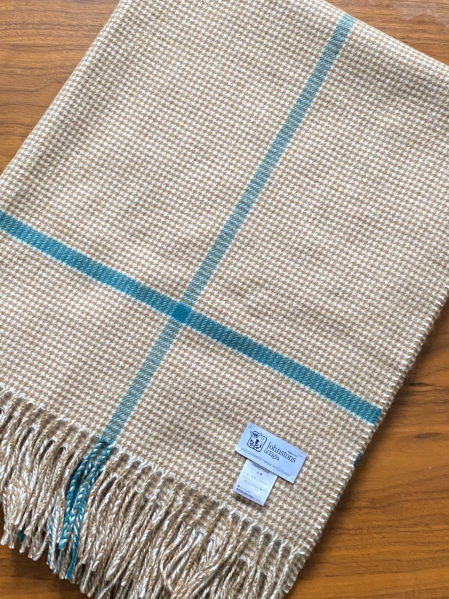 ジョンストンズ カシミヤ大判ストール 限定カラー ベージュ千鳥格子 美
